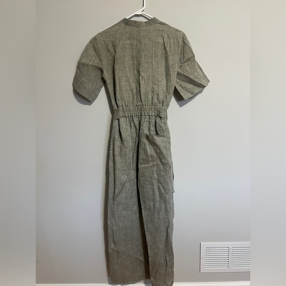 Theory Patch-Pocket Jumpsuit in Hemp. Size 00 color - willow melange - Picture 5 of 14